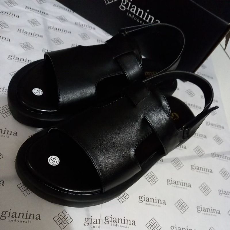 sandal wanita / Gianina - Fo fience Black platform sandals