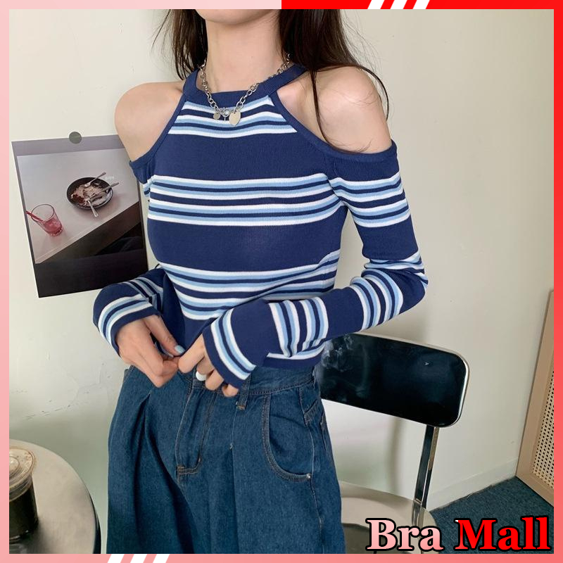 【 Bra Mall 】BJ-023 Baju Atasan Wanita Shoulder Off Top Baju Lengan Panjang Wanita Off Shoulder Top Lengan Panjang Wanita Korea Lengan