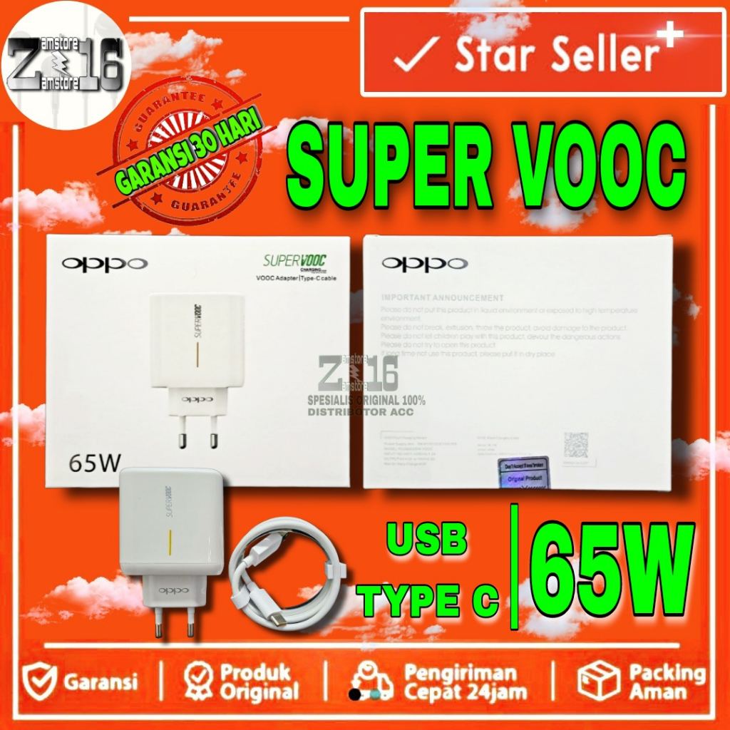 Charger Oppo Super Vooc 65 Watt Ori 100% Casan Opo 65W ORIGINAL Type C