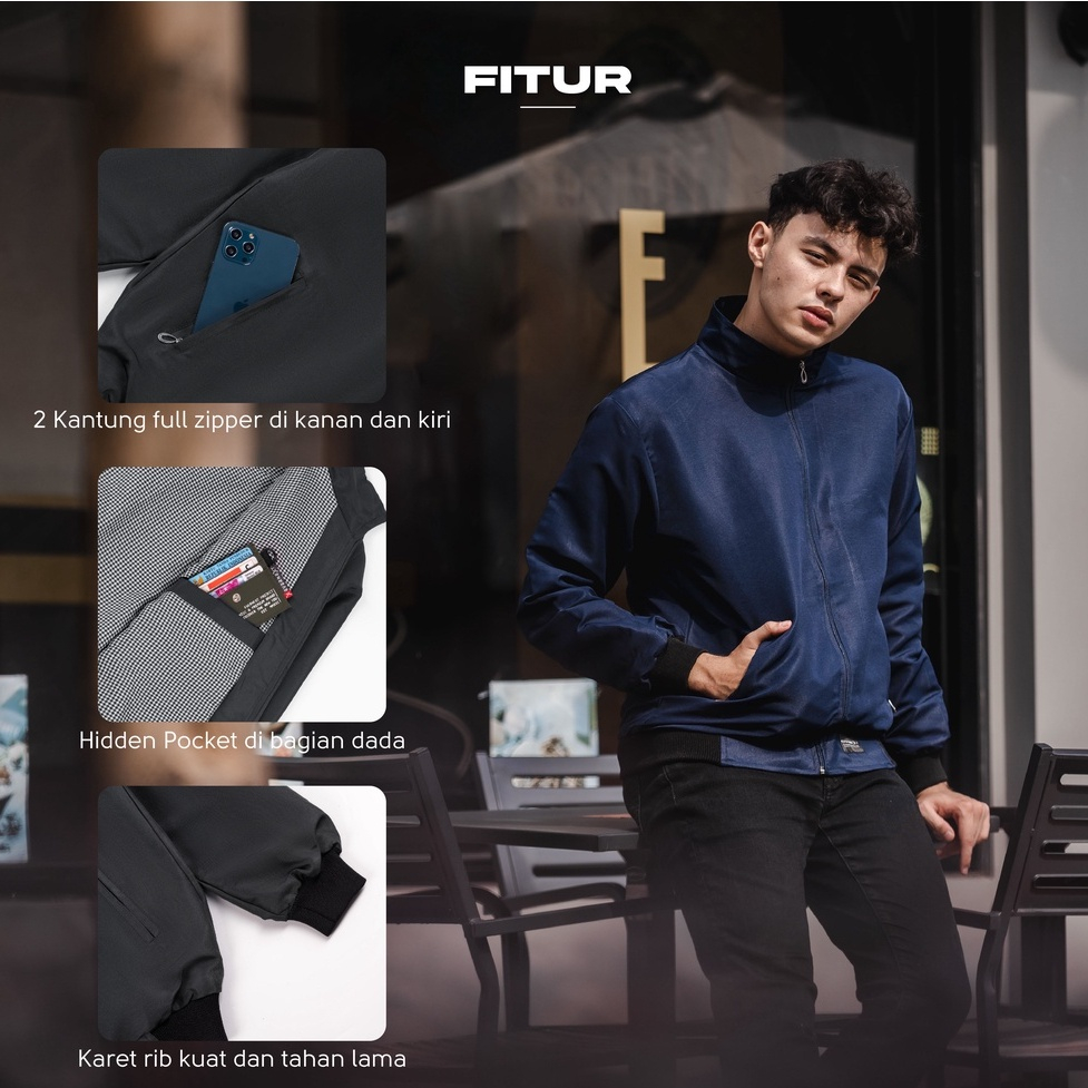 Jaket Bomber Pria Parasut Distro Harington Polos