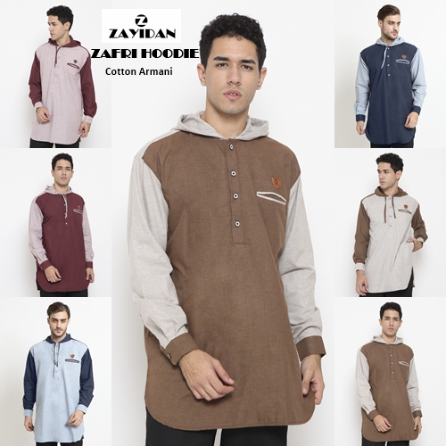 Baju Gamis Koko Hoodie Zayidan - Zafri Hoodie Series Koko Muslim Dewasa Lengan Panjang
