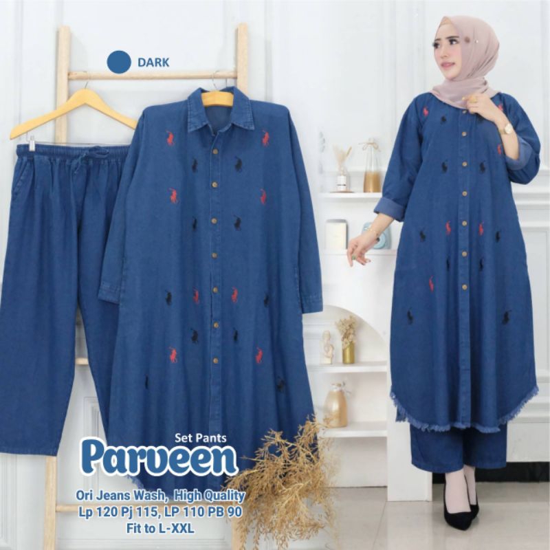 PARVEEN SET BAJU WANITA JEANS TERBARU