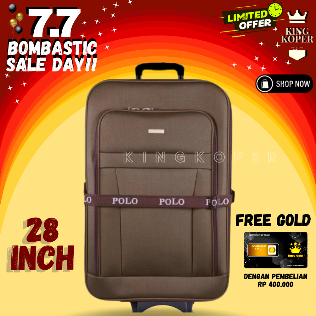 Koper Polo 28 inch ukuran bagasi - koper kain - koper besar - koper roda 2-koper murah - koper jumbo