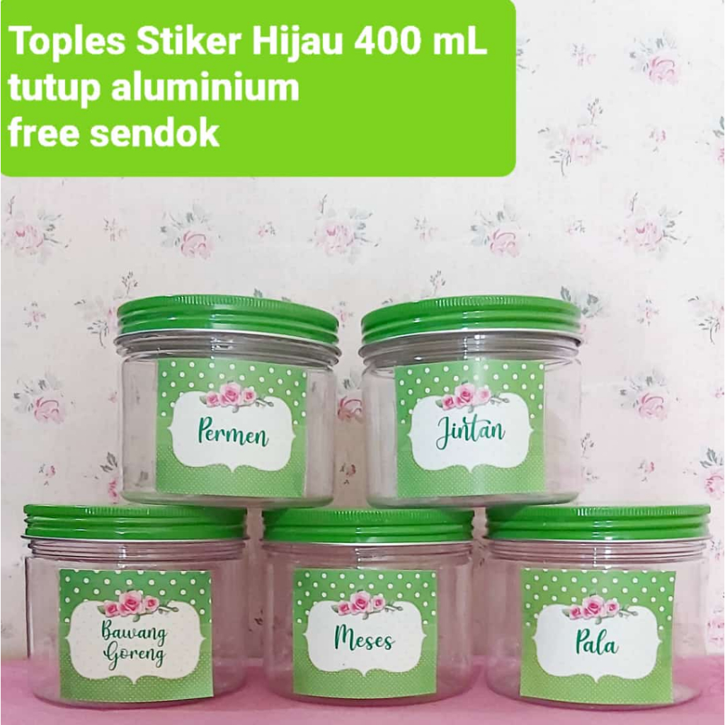 Toples bumbu hijau / toples bumbu free stiker / toples tutup hijau/ toples bumbu / toples hijau / to