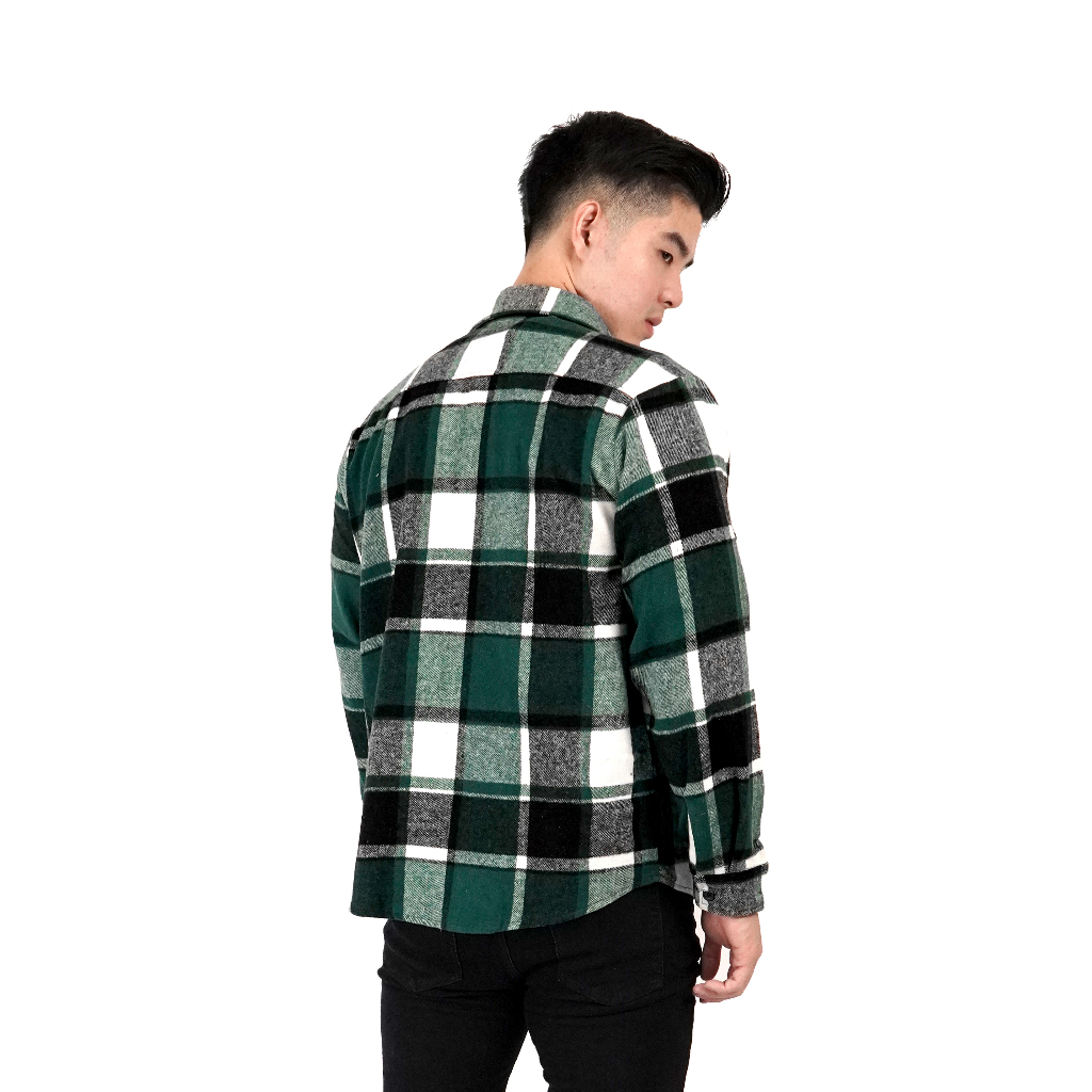 Ribsgold Jaket Pria Shacket Flanel Lengan Panjang Nyaman Outer Tebal Casual