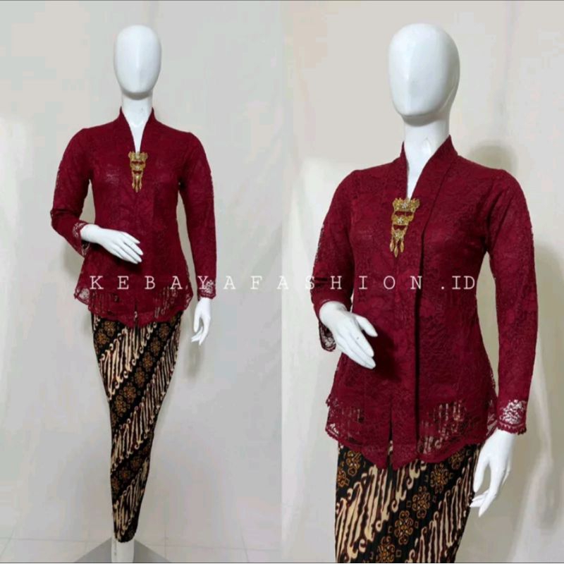 kebaya modern model kartini pendek brukat