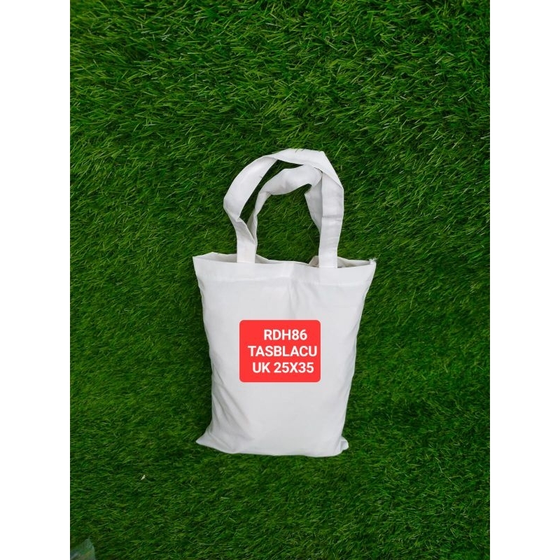(READY STOCK) TAS BLACU/TOTE BAG BLACU/ TAS LUKIS SABLON PUTIH POLOS(SIZE 25x35CM)