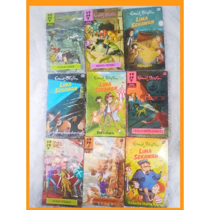[new &amp; preloved] buku novel anak LIMA SEKAWAN COVER BARU dan LAMA