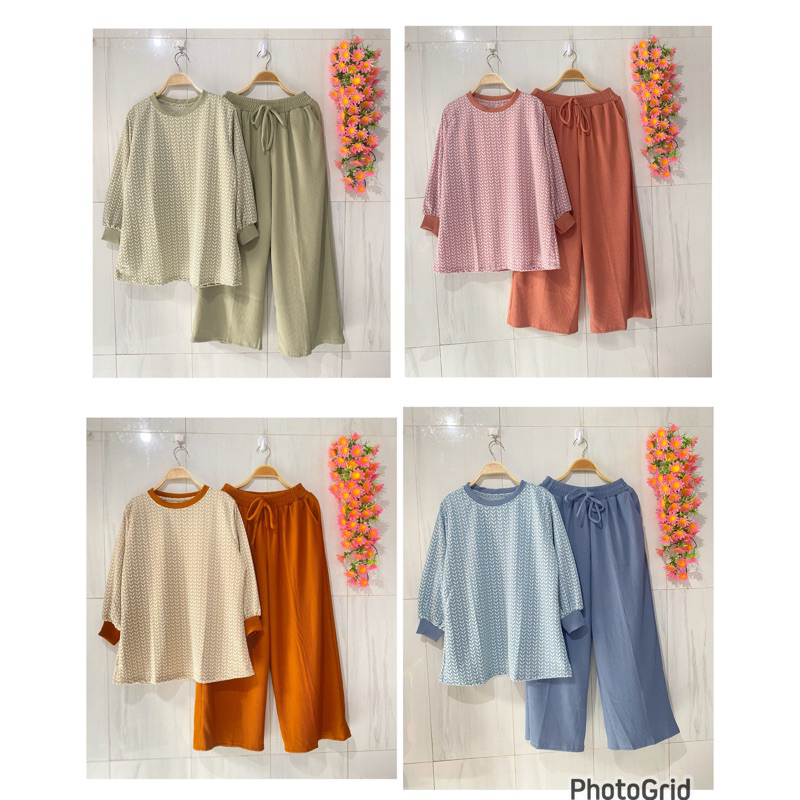 setelan celana wanita kaos knit hanover merk clarke setcel wanita