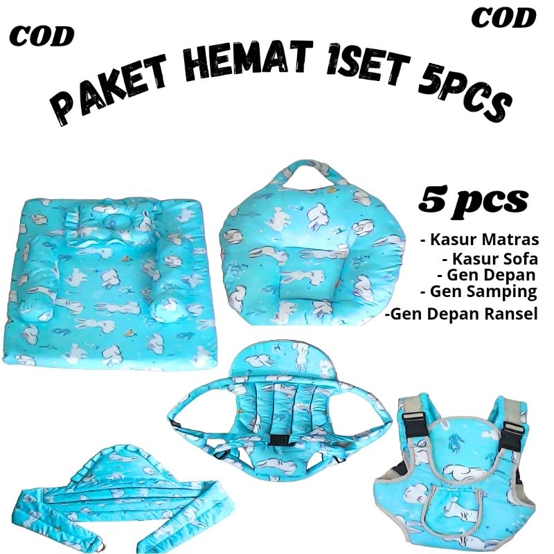 Kasur matras sett / sofa baby / selimbut baby/ gendongan samping/ gendingan depan ransel/ kasur sett  5 in 1 - 6 in 1 / paket hemat