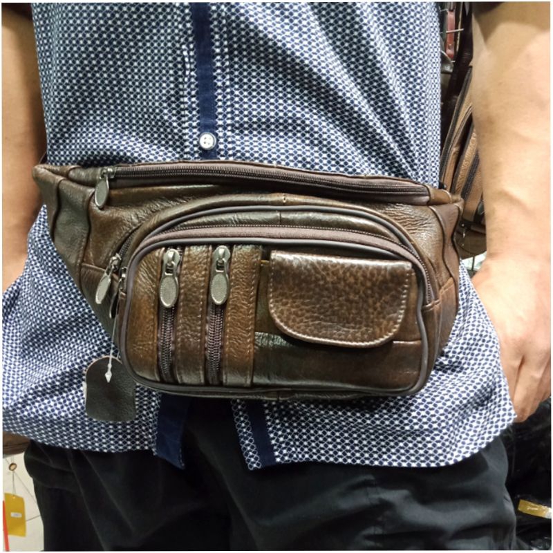 TAS PINGGANG KULIT ASLI import/Waistbag Kulit Pria