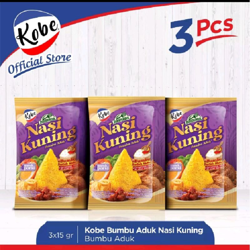 

Kobe bumbu NASI KUNING 15gr x 3pcs