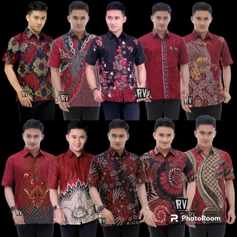 kemeja batik pria lengan pendek baju batik pria batik kantor seragam kerja ukuran reguler m.l.xl