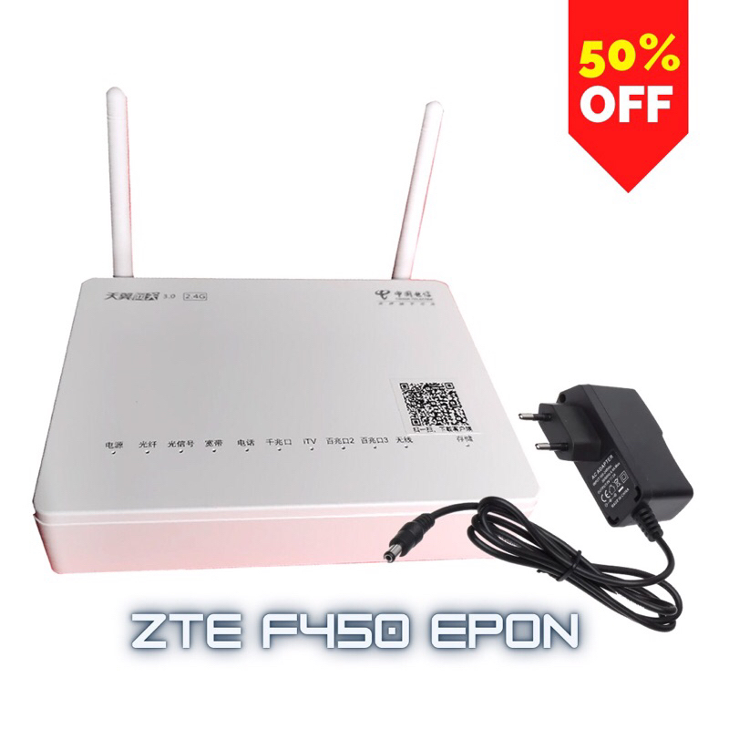 ROUTER MODEM WIFI ZTE F450 EPON SUDAH TERMASUK CHARGER