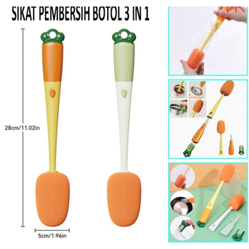 SIKAT PEMBERSIH BOTOL MOTIF WOLTER 3 IN 1  ( BESAR)