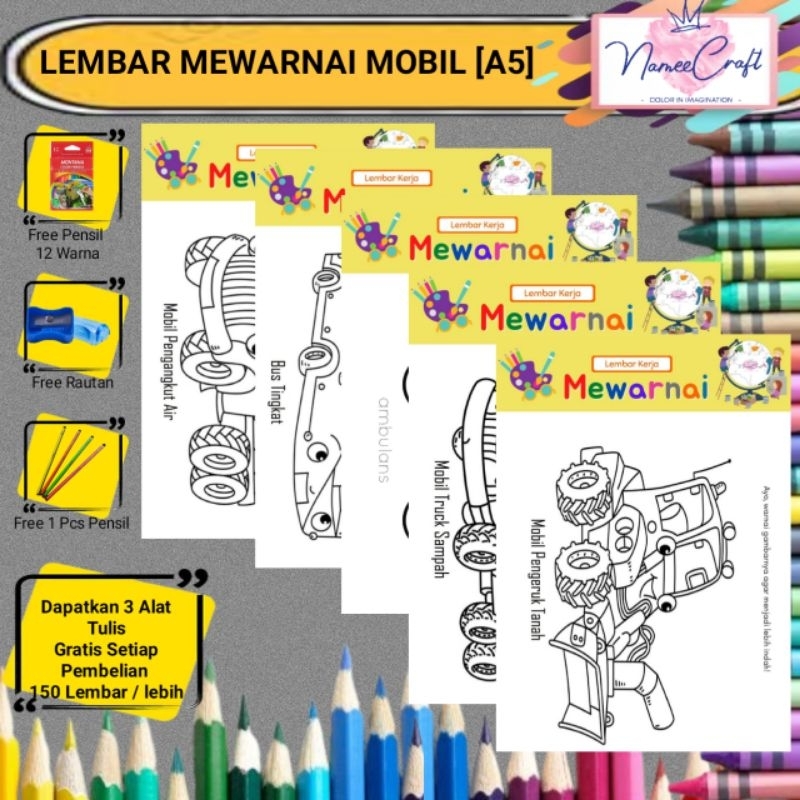 

[LMI1] Lembar Mewarnai Gambar A5 || Series Mewarnai Mobil