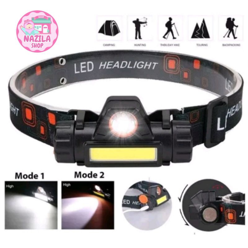 Senter topi helm kepala mini LED rechargeable swat magnet