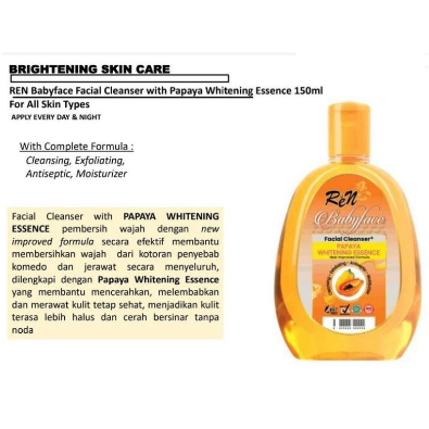 REN BABYFACE FACIAL CLEANSER + PAPAYA BRIGHTENING ESSENCE 150mL