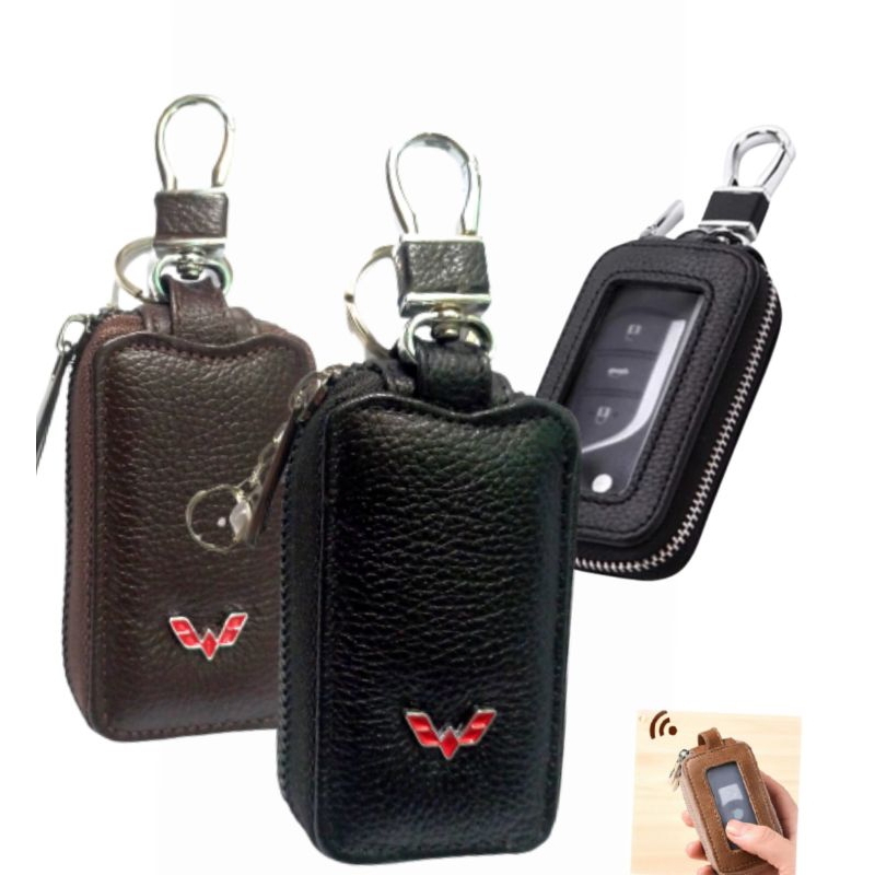 Dompet kunci remote keyless mobil wuling kulit asli transparan dompet stnk