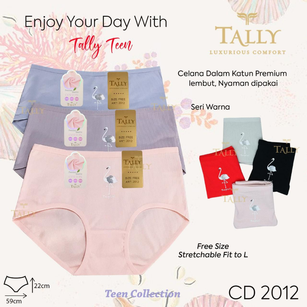 TALLY CD CELANA DALAM REMAJA / DEWASA 2012 I FREE SIZE I FIT L I BAHAN KATUN RIB