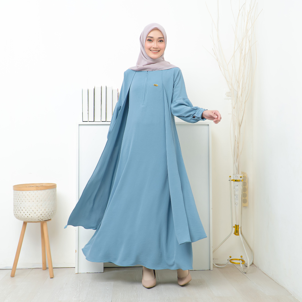 AOS Zalenka Maxi Size S M L XL Baju Gamis Muslim Wanita Kondangan Pengajian OOTD Haongout Casual