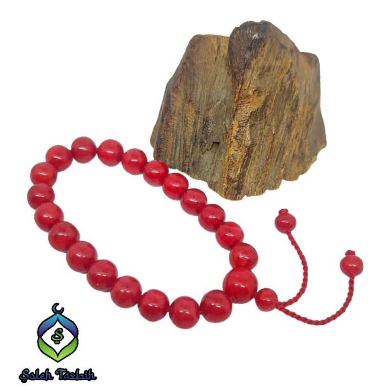 Gelang Batu Coral Marjan Merah Asli Original_Size 6mm-10mm