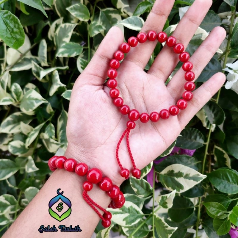 Gelang Batu Coral Marjan Merah Asli Original_Size 6mm-10mm