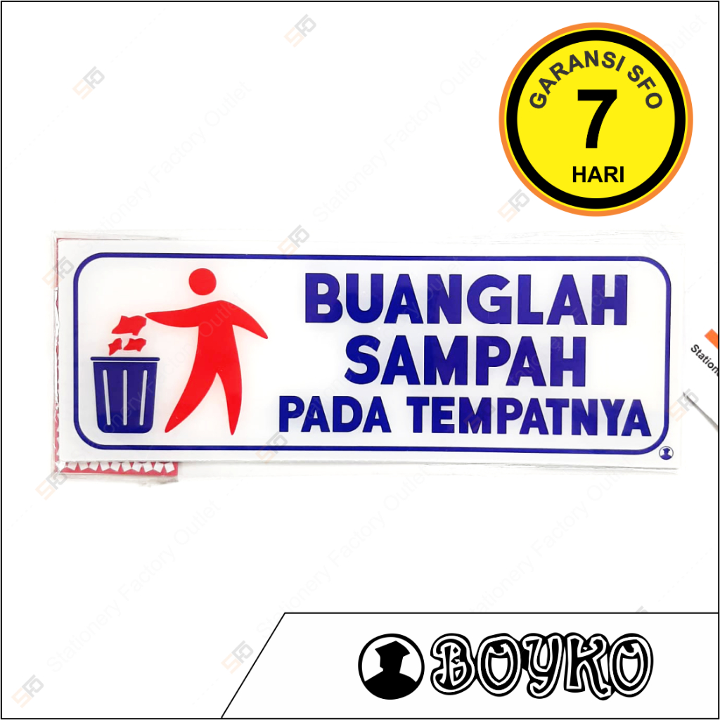 

Akrilik Buang Sampah Pada Tempatnya - Acrylic Sign Standard 25cm x 9cm - SFO Semarang Official