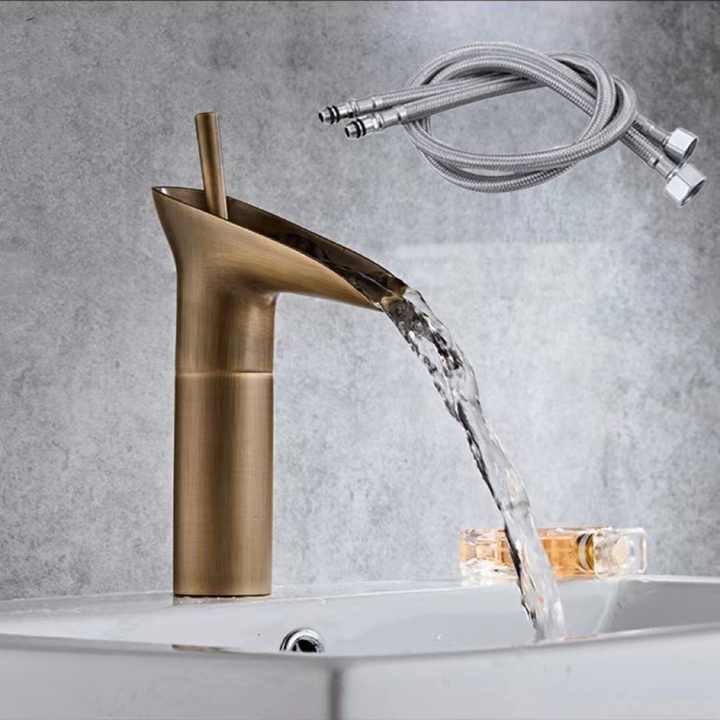 Kran Sink Wastafel Panas Dingin Gold 20cm 30cm - Keran air Washtafel cuci tangan model Wine Glass Gold Minimalis