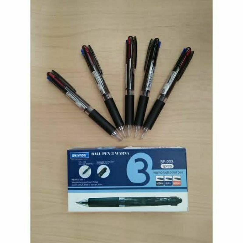 

[ LUSIN ] PULPEN 3 WARMA WEIYADA BP-993 / PULPE CETEK / BALLPOINT / BOLPEN