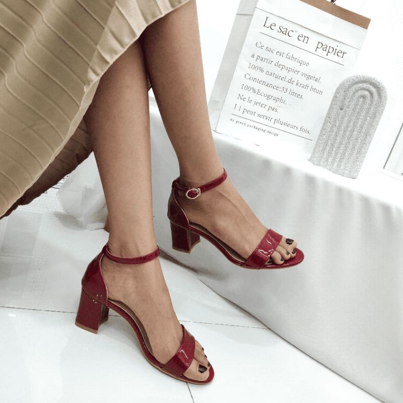 Simoncelli Sepatu Wanita Tumit Tahu Tali Belakang 5 Cm Import | Sandal Heels Tali Wanita Hak |8852-1