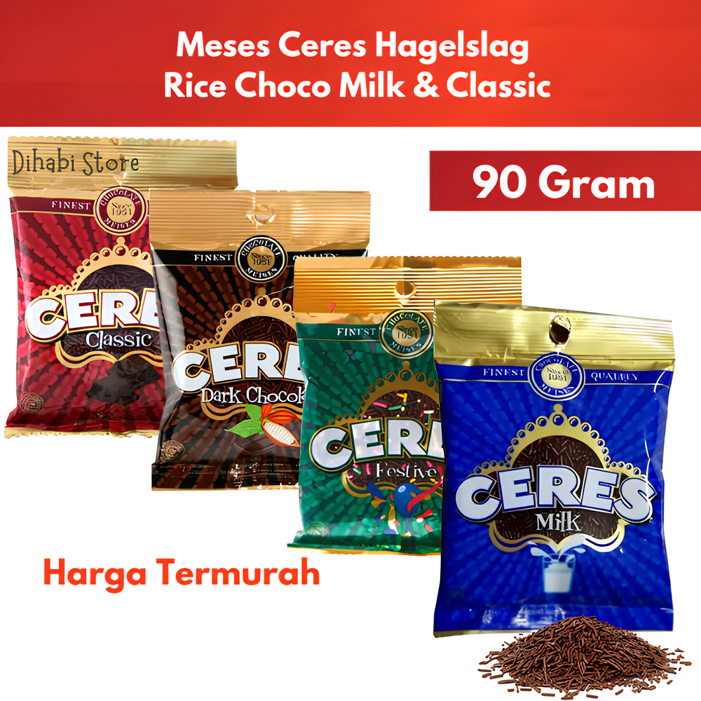 

Meses Ceres Hagelslag Cokelat Meises 80 Gram Classic / Mesis Milk / Festive Warna Warni / Dark