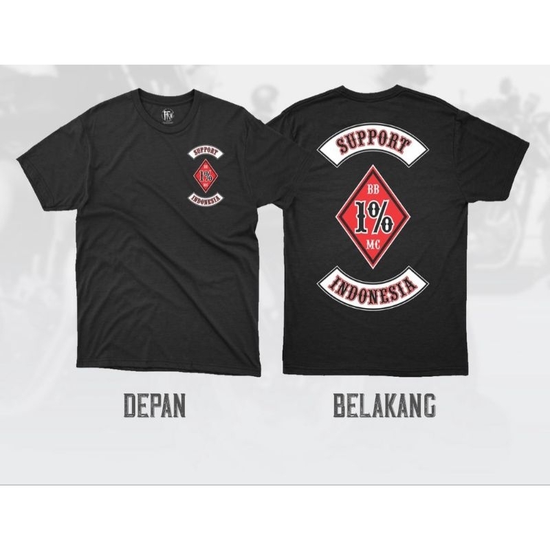 Baju Kaos Bikers Brotherhood BB 1% mc Support Indonesia Lengan Pendek High Quality ORIGINAL LOGO