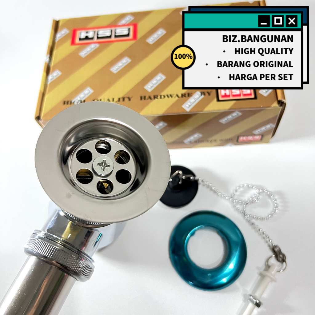 SIFON WASTAFEL BOTOL HSS CHROME - AFUR PEMBUANGAN AIR WASTE