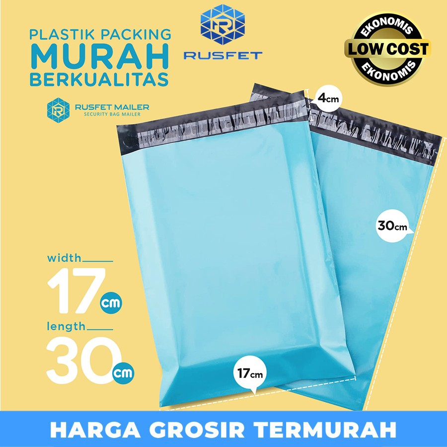 Plastik Polymailer Pack LOW COST BLUE Amplop Polimailer Rusfet 17x30cm