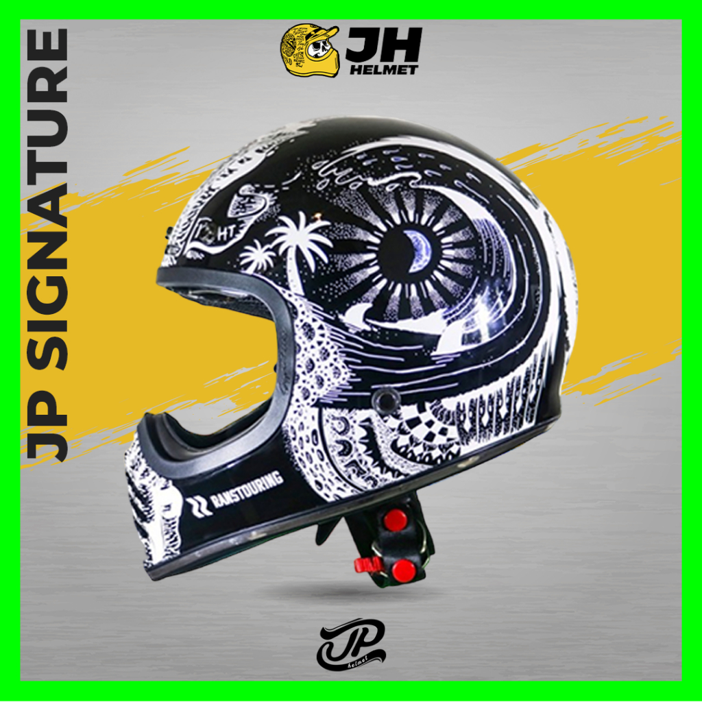 Helm Cakil JP Signature Day Or Night RANS Special Edition Super Black | Black Glossy | Helm JPX Retro Full Face | JUAL HELM