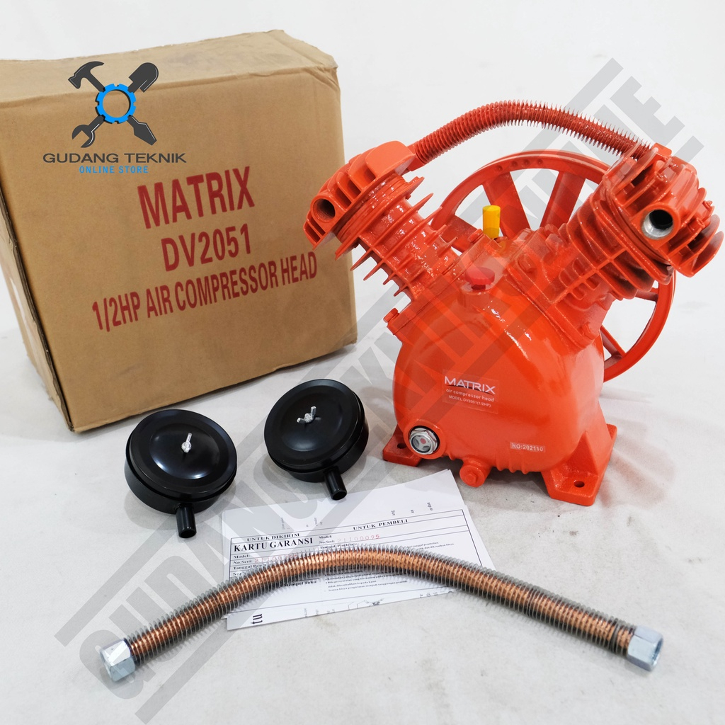 Kepala Kompresor 1/2 Hp DV2051 MATRIX / Air Head Compressor Kepala Mesin Kompressor 0.5 Hp DV 2051 MATRIX