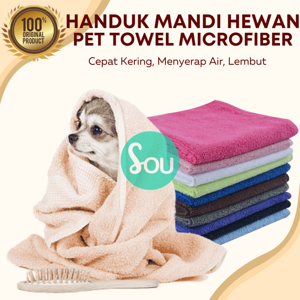 Handuk Grooming 30 cm x 60 cm Daya Serap Tinggi Kucing Anjing Microfiber Aman Lembut Bagi Kulit Bulu