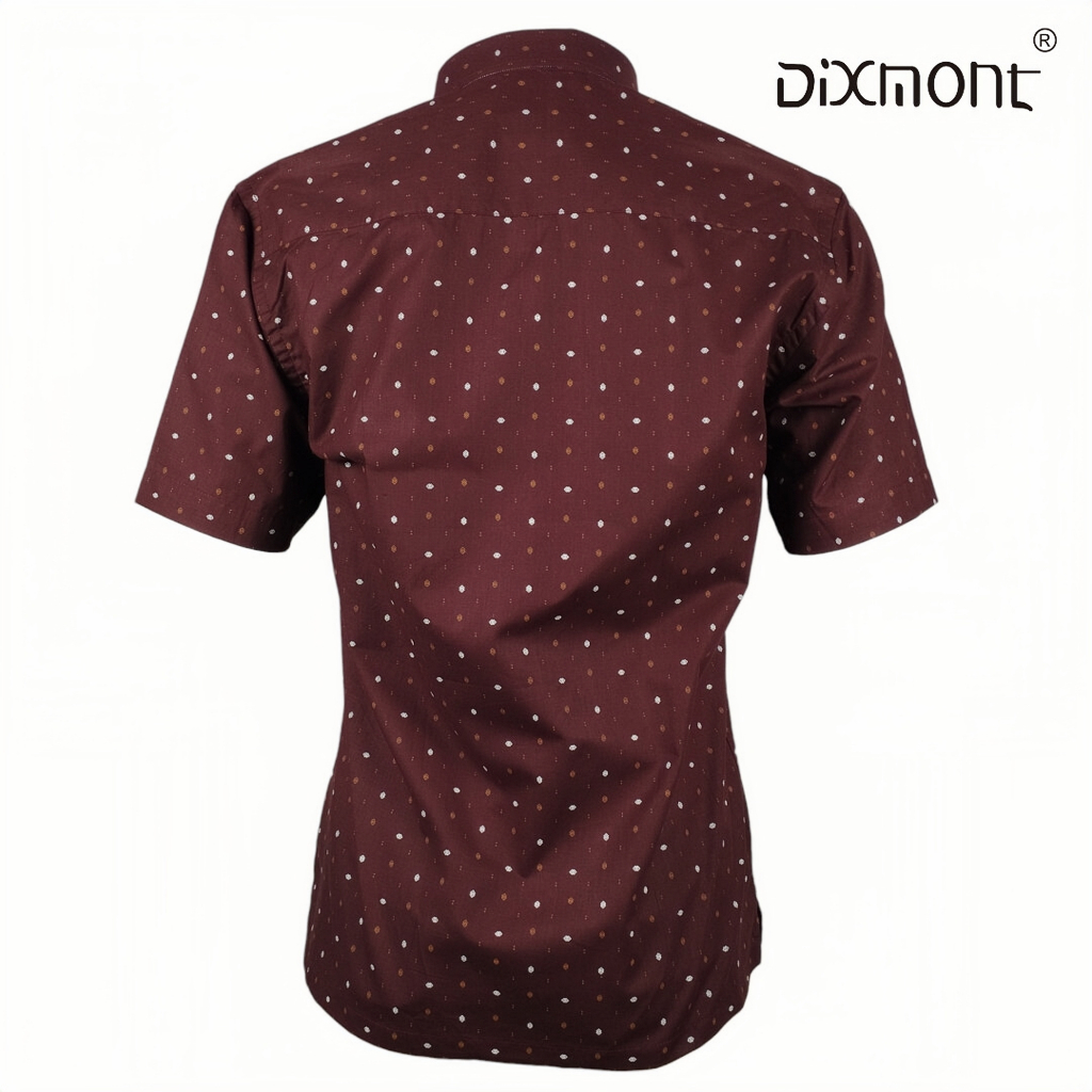 Dixmont Kemeja Pria Basic Formal Motif Lengan Pendek Hem MS02223