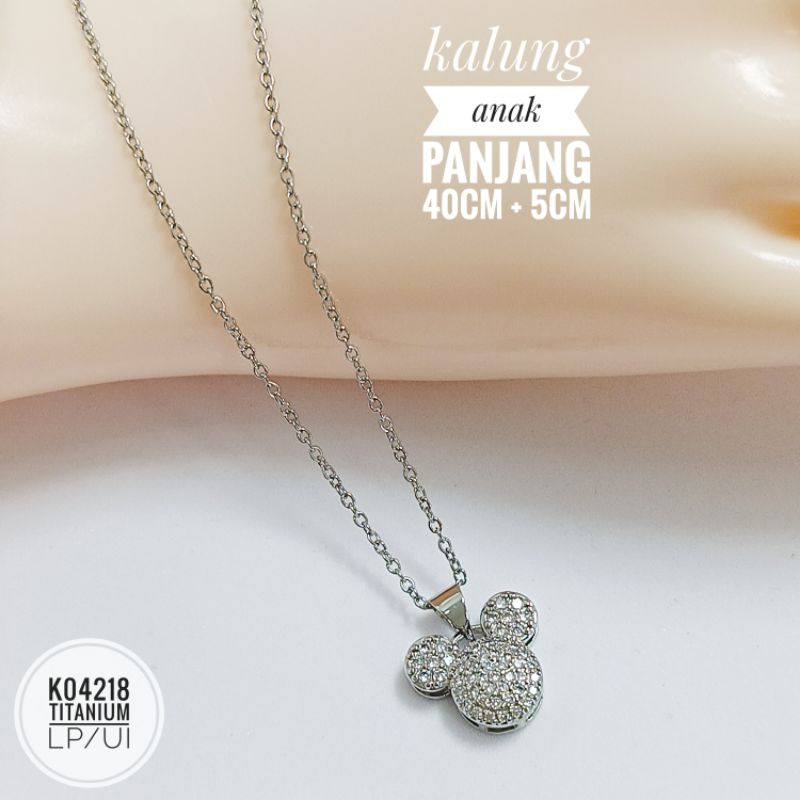 Kalung anak titanium mickey silver K04218