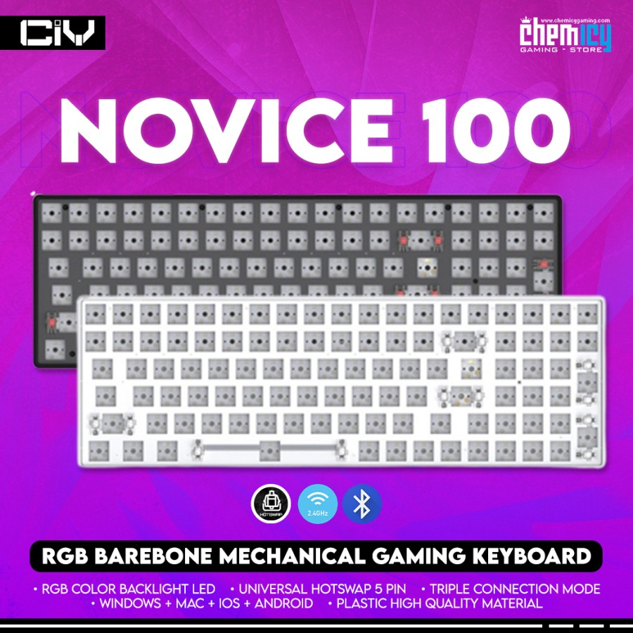 CIY NOVICE100 / NOVICE 100 Triple Connection Barebone Keyboard Kit