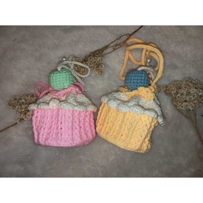 Tas selempang wanita | tas cupcake korea | tas rajut korea lucu