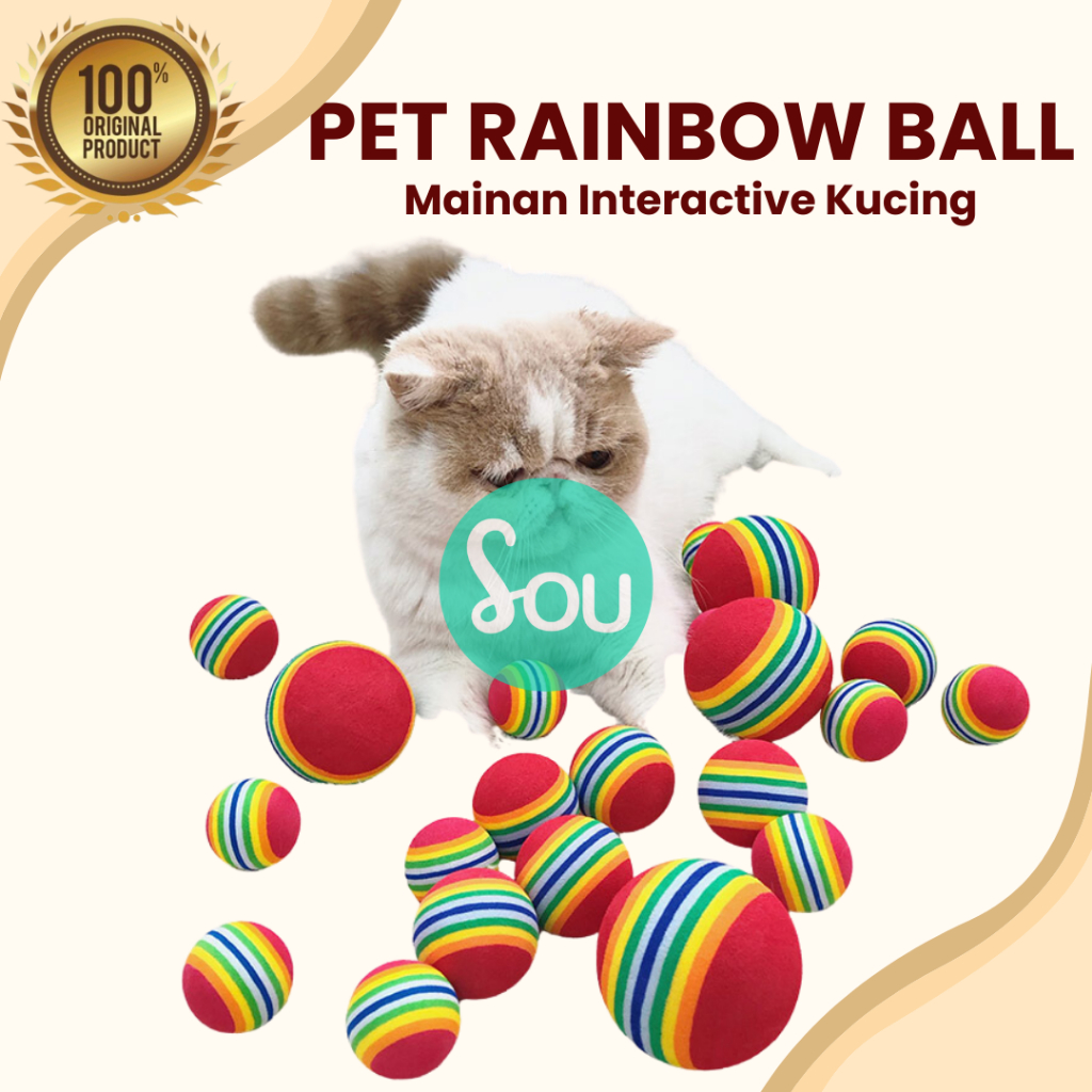 RAINBOW BALL MAINAN BOLA KUCING KITTEN ANJING DOG TOYS CAT TOYS