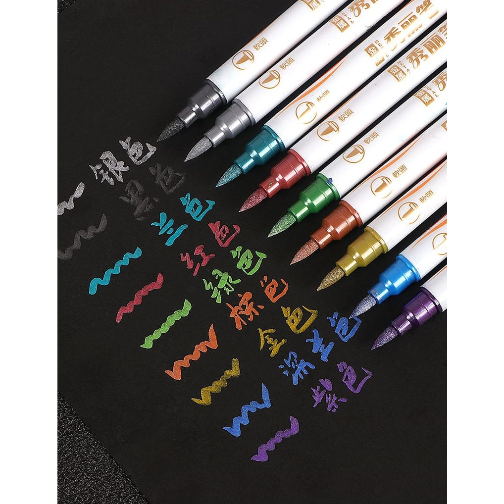 

Metalik Pen Double Tip 10 Warna #ST030 / Metal Marker Spidol Metalik / Pulpen Dekor Kaligrafi / Pena Pelajar Dekorasi Seni Melukis
