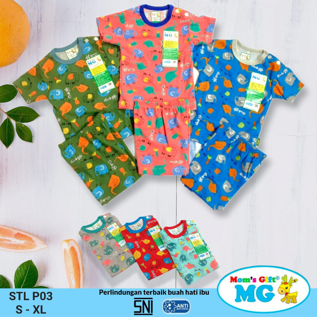 MOM'S GIFT Setelan Pendek Bayi Motif Full Print Uk S, M, L, XL SNI