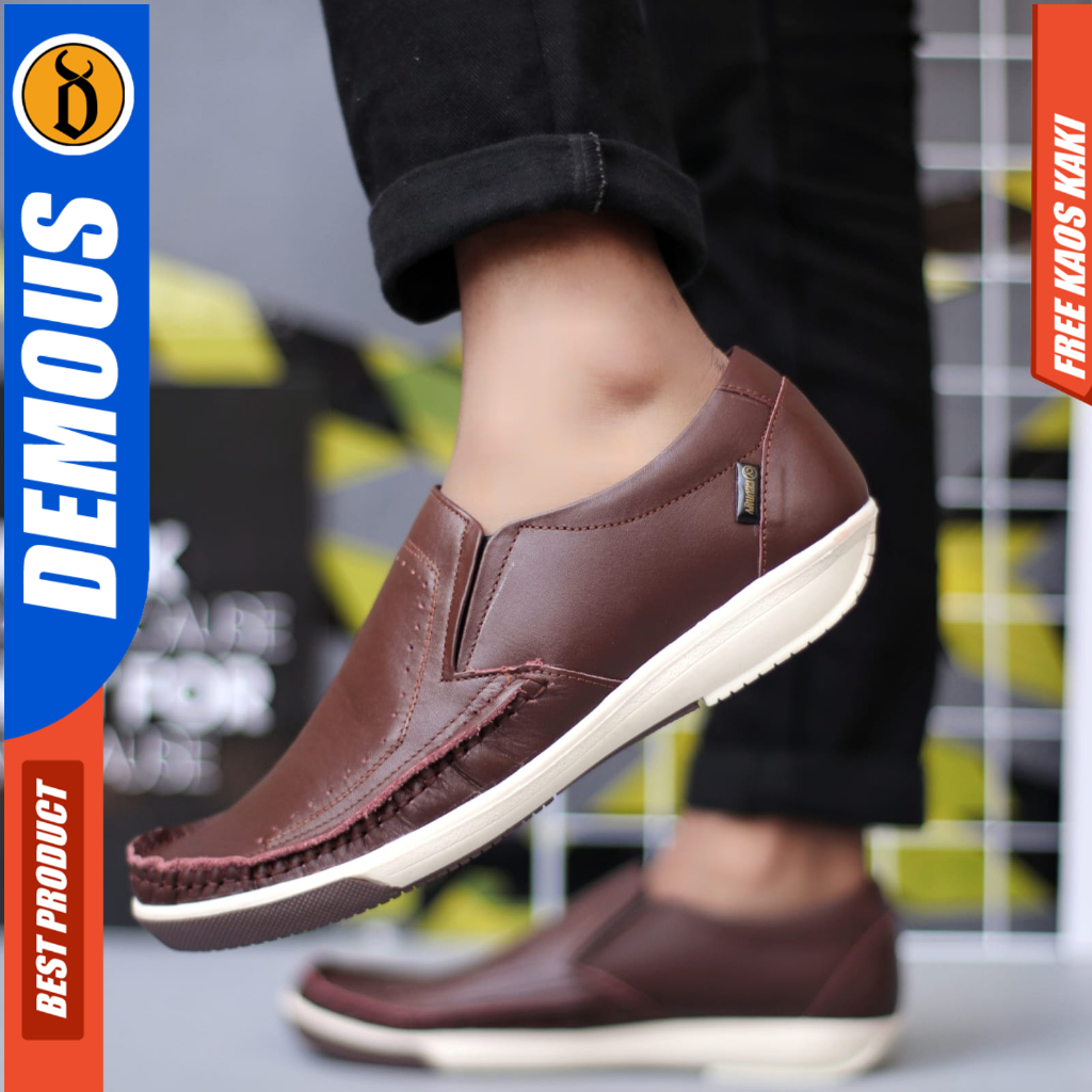 DEMOUS Sandro - Sepatu Formal Casual Hitam Kulit Kerja Pria