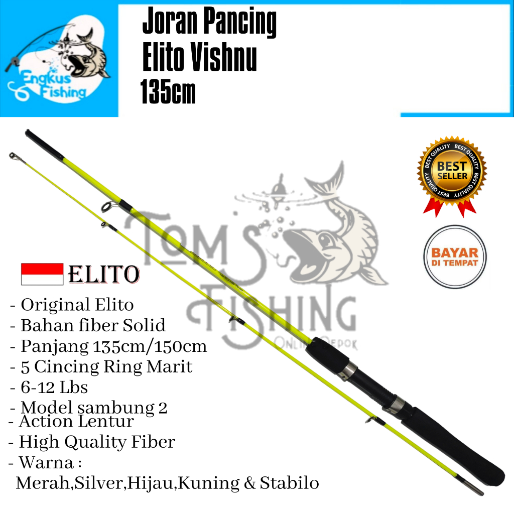 Joran Pancing Elito Vishnu 135cm (6-12lbs) Fiber Solid Murah Berkualitas - Toms Fishing