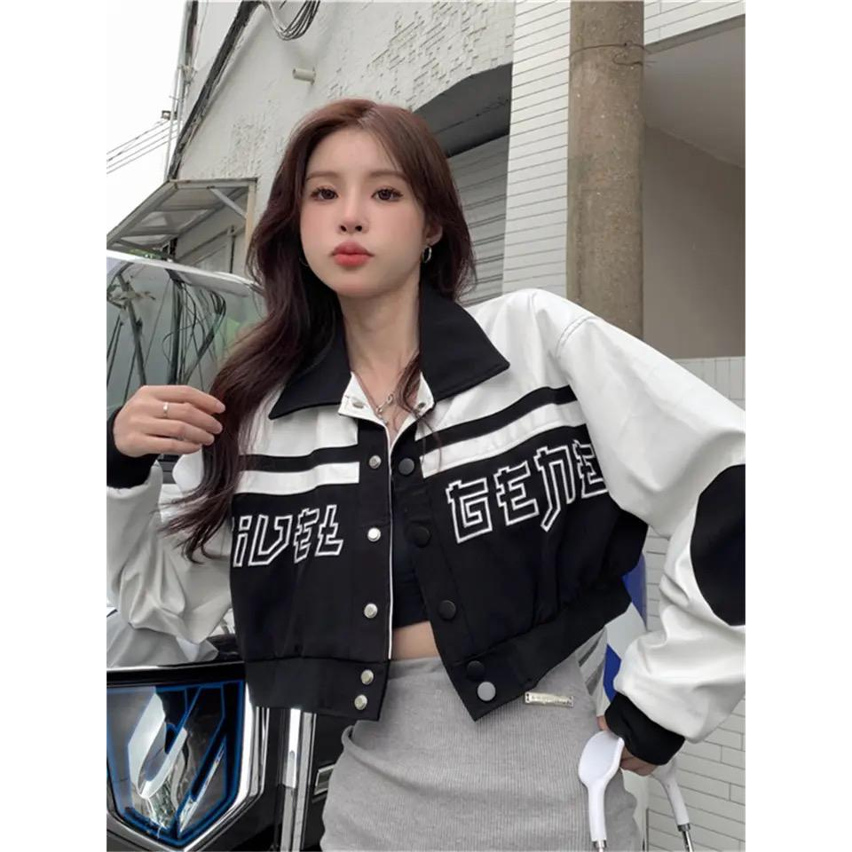 JAKET CROP WANITA | Y2K CROOPE KOREAN VARSITY