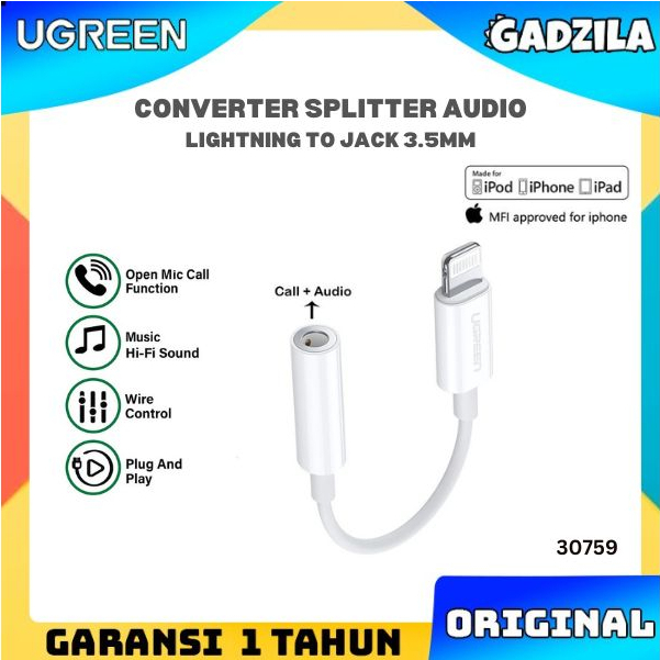 UGREEN Converter Adapter Audio iPhone Lightning To Earphone Jack 3.5mm US212 30759