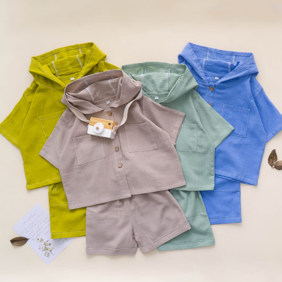 SET KENAN HOODIE SETELAN LINEN ANAK UNISEX 1-4 tahun Setelan Anak LakiLaki Setelan Anak Perempuan